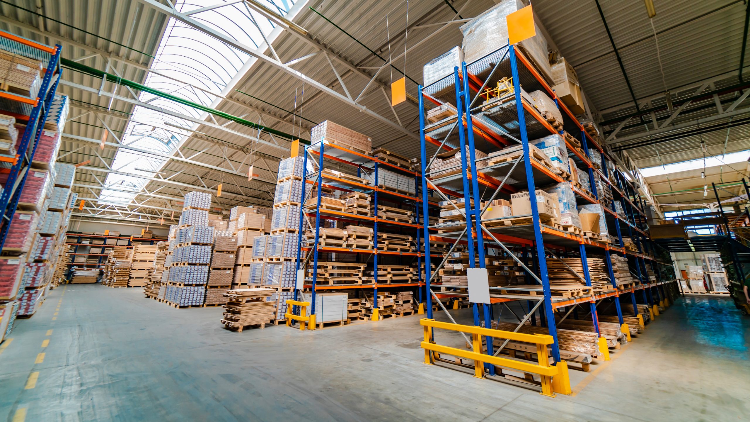 warehouse with lots of pallets and stock