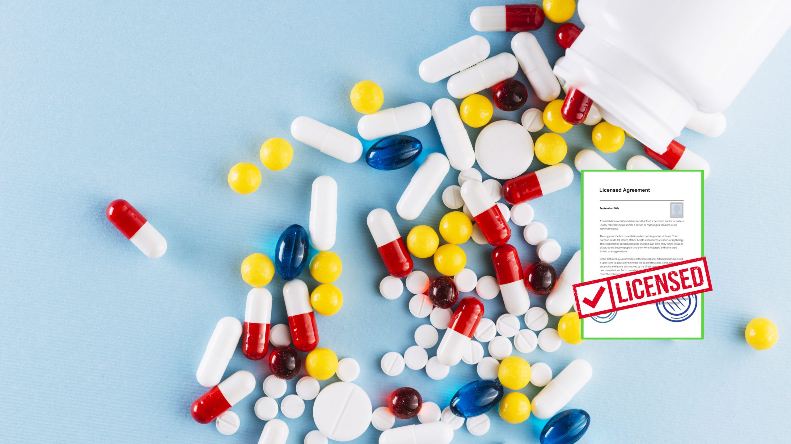 License agreement with pills